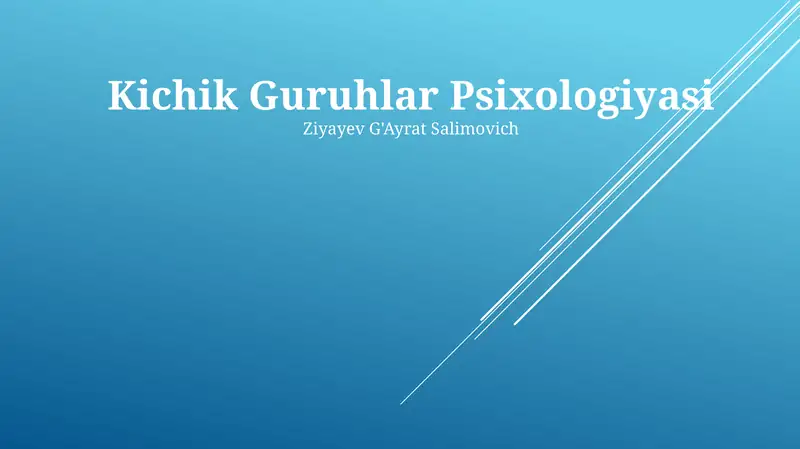 Kichik Guruhlar Psixologiyasi