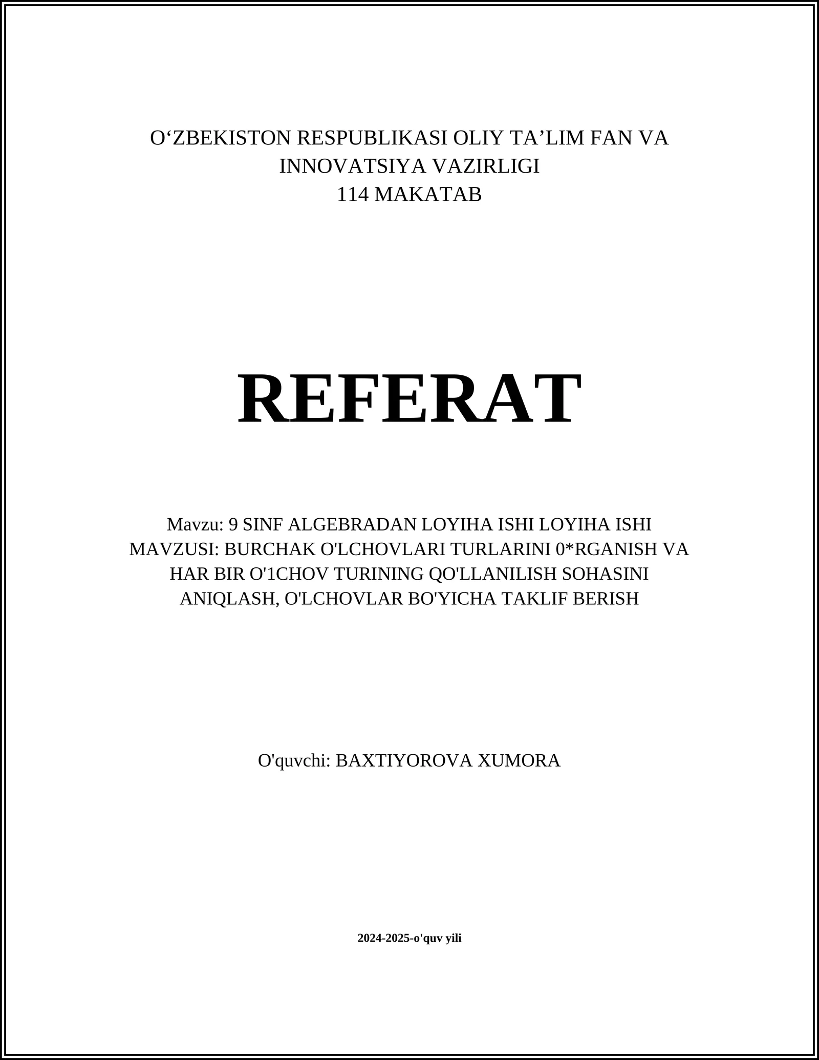 Burchaklar Turlari