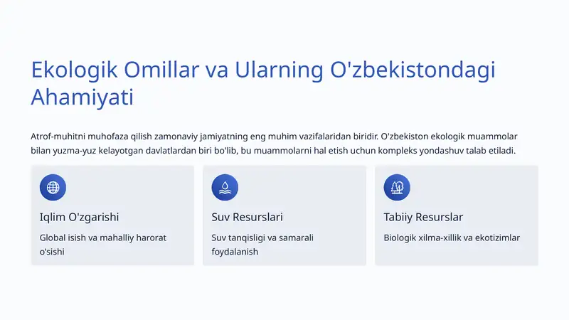Ekologik Omillar va Ularning O'zbekistondagi Ahamiyati
