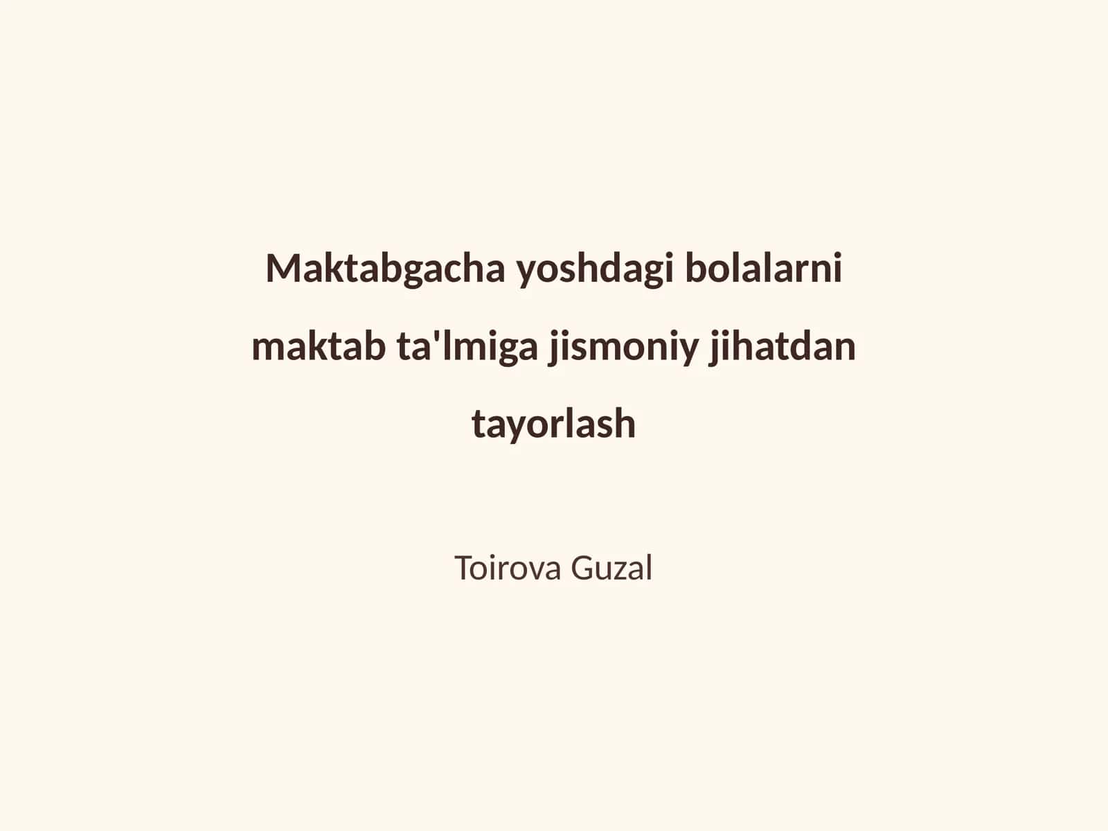Maktabgacha yoshdagi bolalarni maktab ta'lmiga jismoniy jihatdan tayorlash
