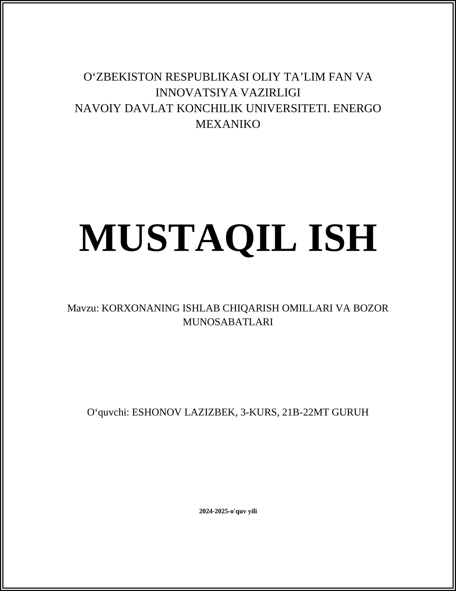 Ishlab chiqarish omillari va bozor munosabatlari