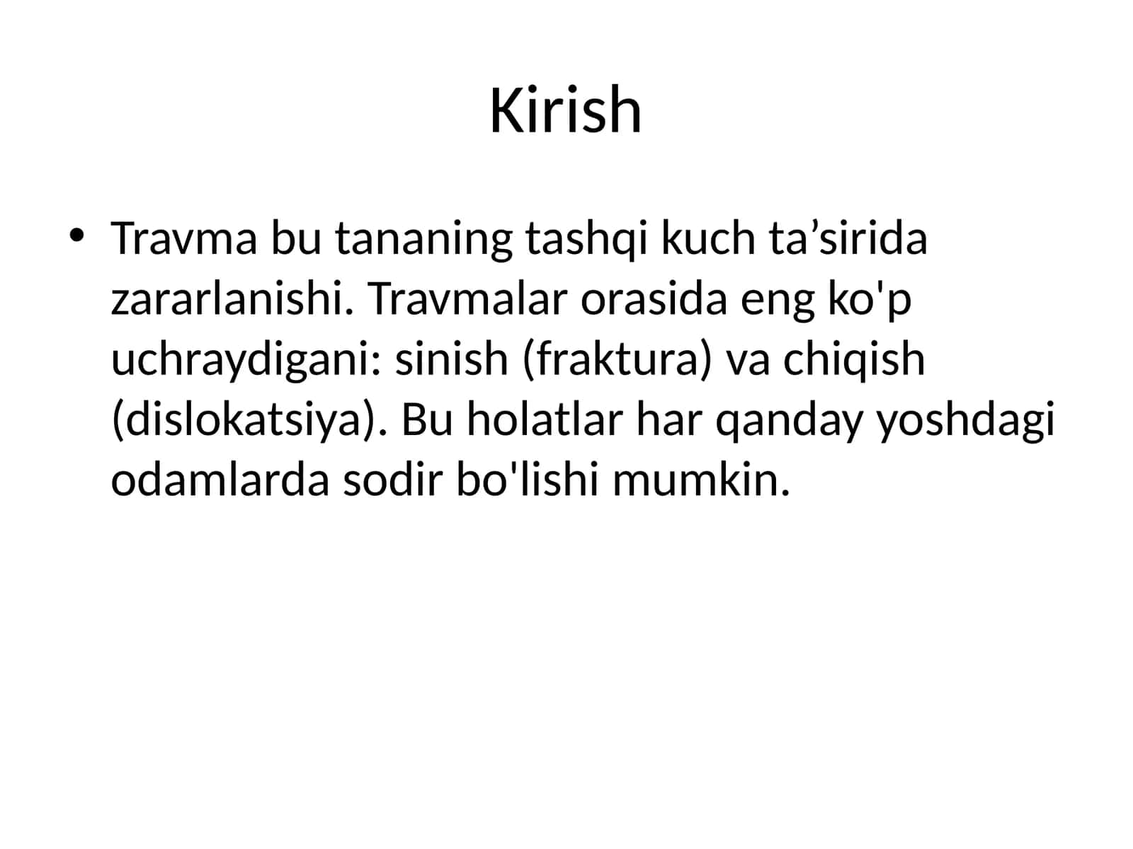 Travma va sinishlar