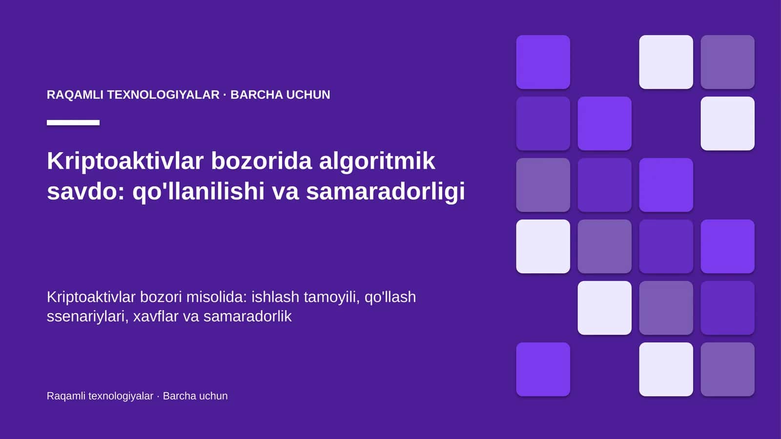 Algoritm — vazifani bajarish uchun qadamlar ketma-ketligi