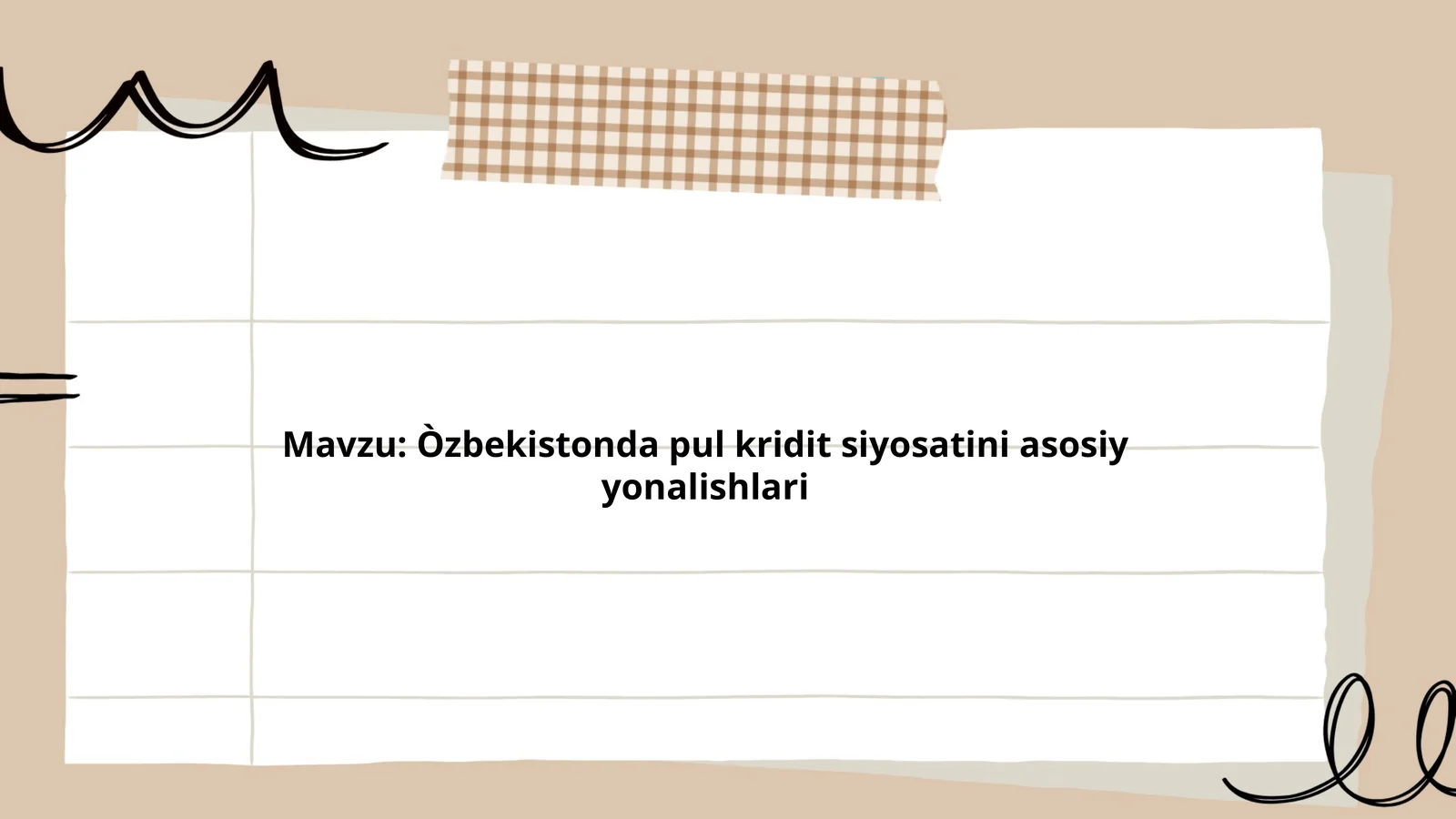 Òzbekistonda pul kridit siyosatini asosiy yonalishlari