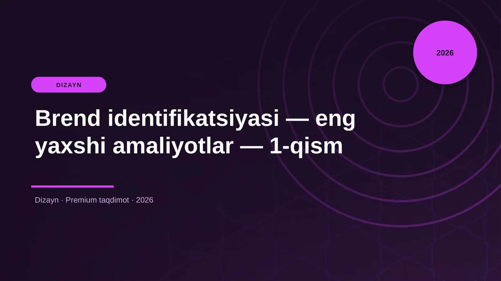 Brend identifikatsiyasi — eng yaxshi amaliyotlar — 1-qism
