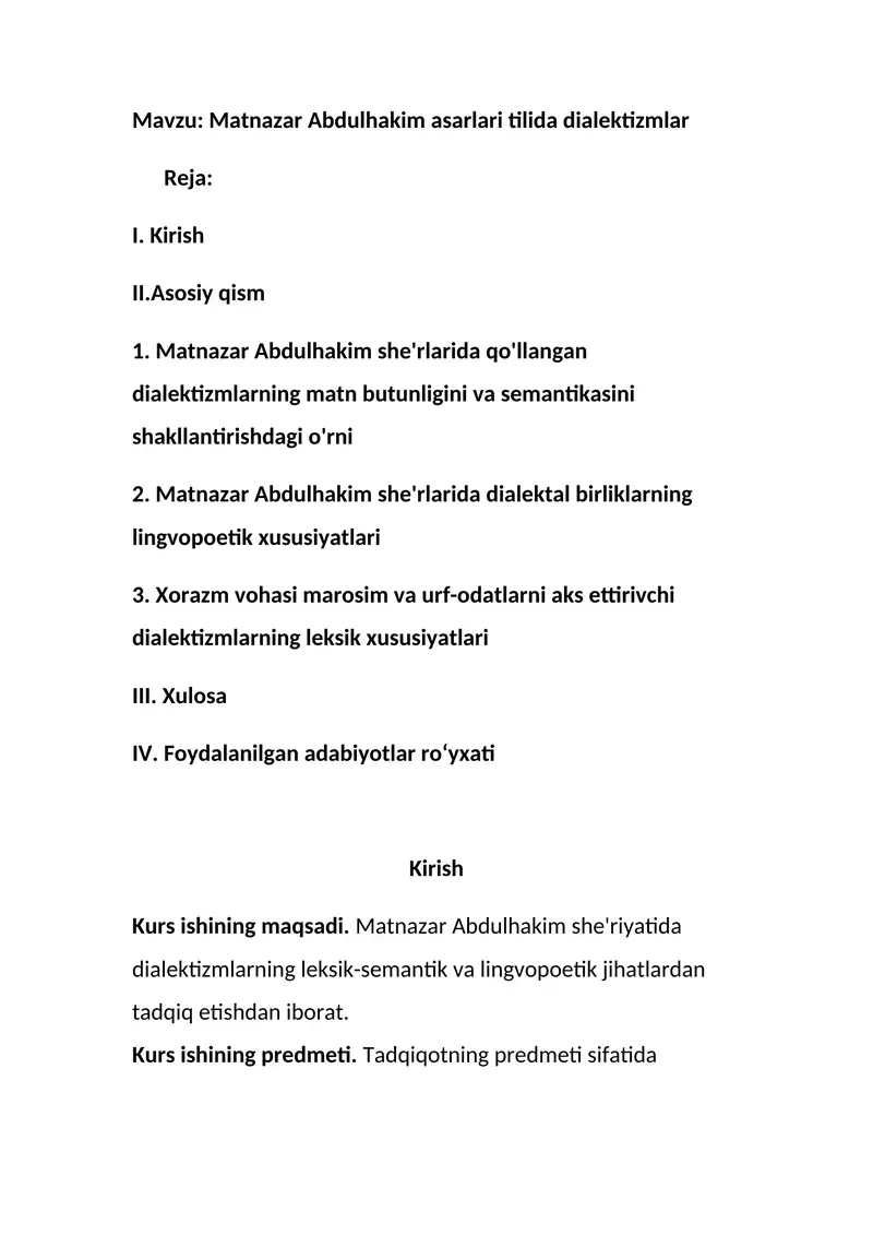 Matnazar Abdulhakim asarlari tilida dialektizmlar