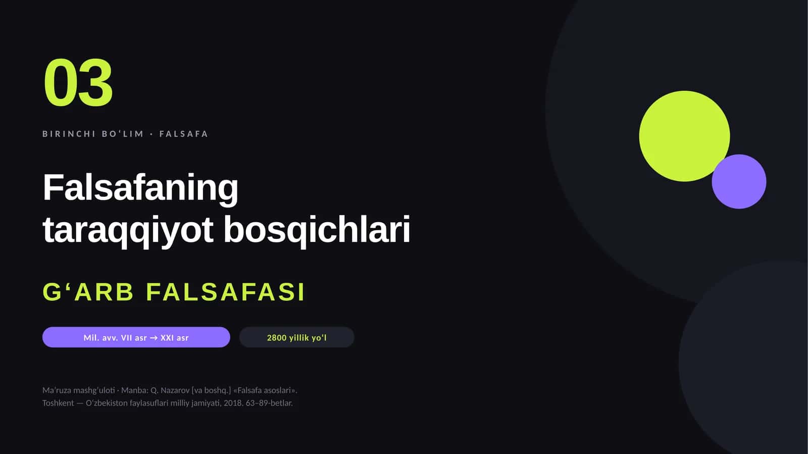 Falsafa: Falsafaning taraqqiyot bosqichlari