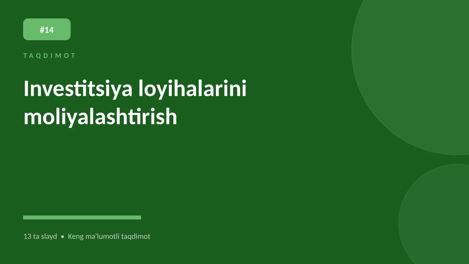 Investitsiya loyihalarini moliyalashtirish