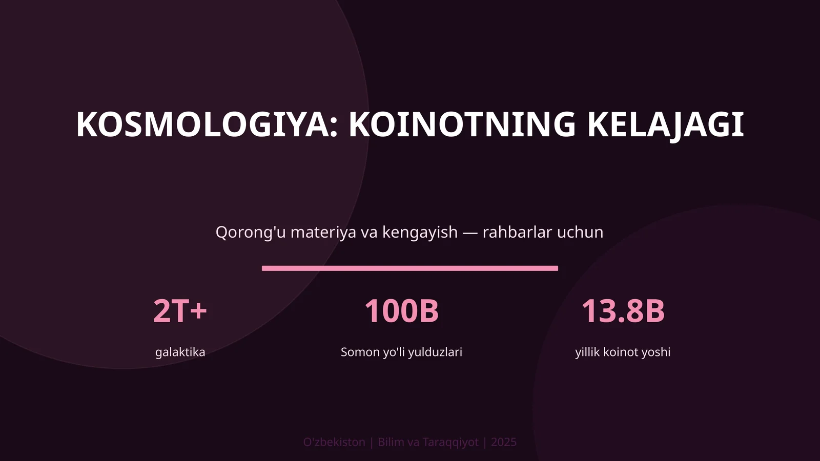 KOSMOLOGIYA: KOINOTNING KELAJAGI