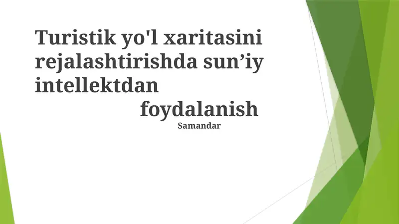 Turistik yo'l xaritasi rejalashtirish