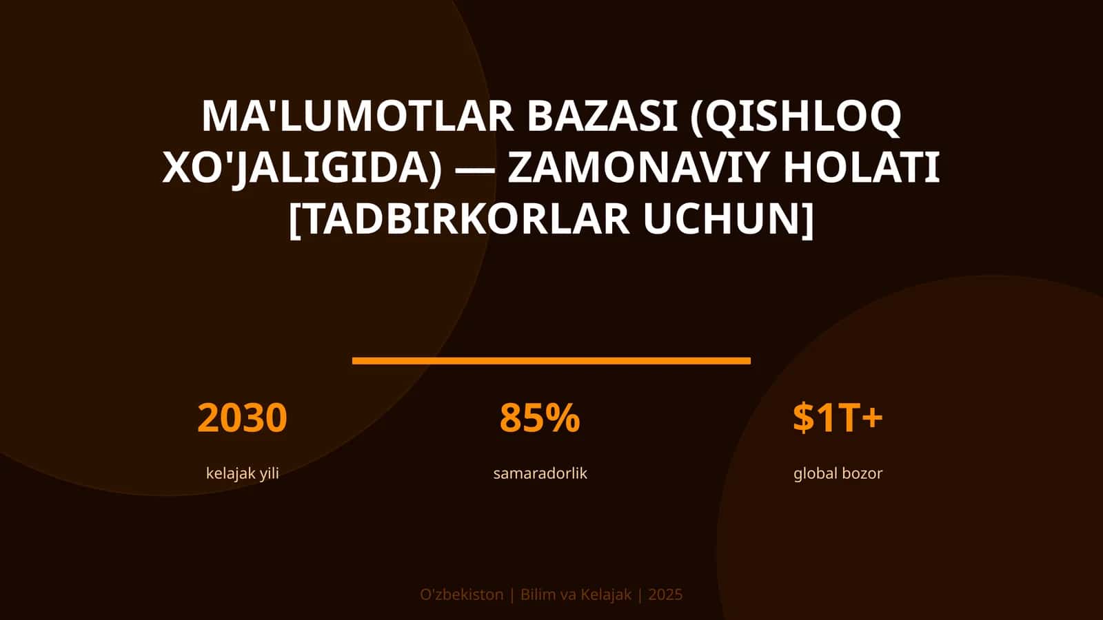Ma'lumotlar bazasi (qishloq xo'jaligida) — zamonaviy holati [tadbirkorlar uchun]