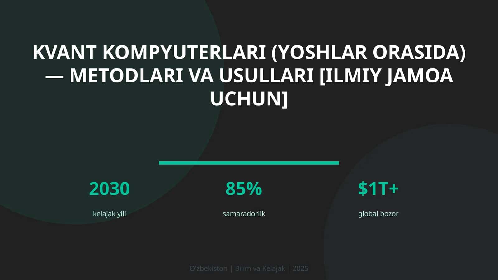 Kvant Kompyuterlari (Yoshlar Orasida) — Metodlari va Usullari [Ilmiy Jamoa Uchun]