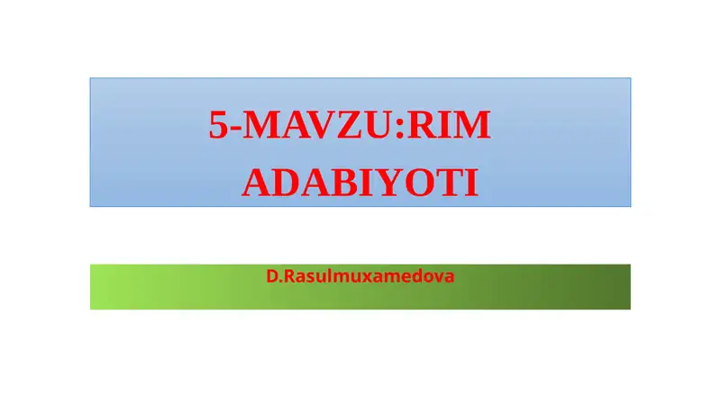 RIM ADABIYOTI