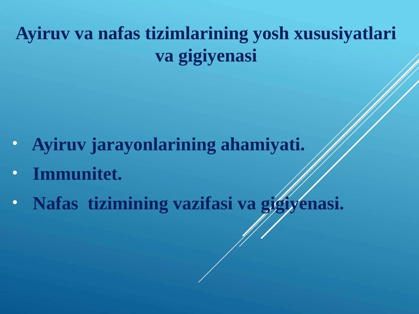 Nafastizimlarini Yoshxususiyatlari va Gigienasi