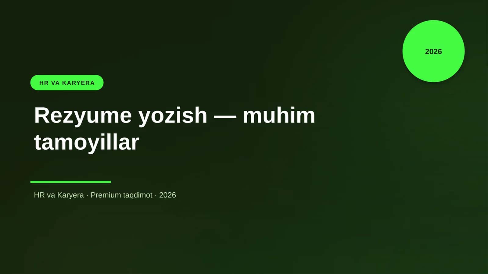 Rezyume yozish — muhim tamoyillar