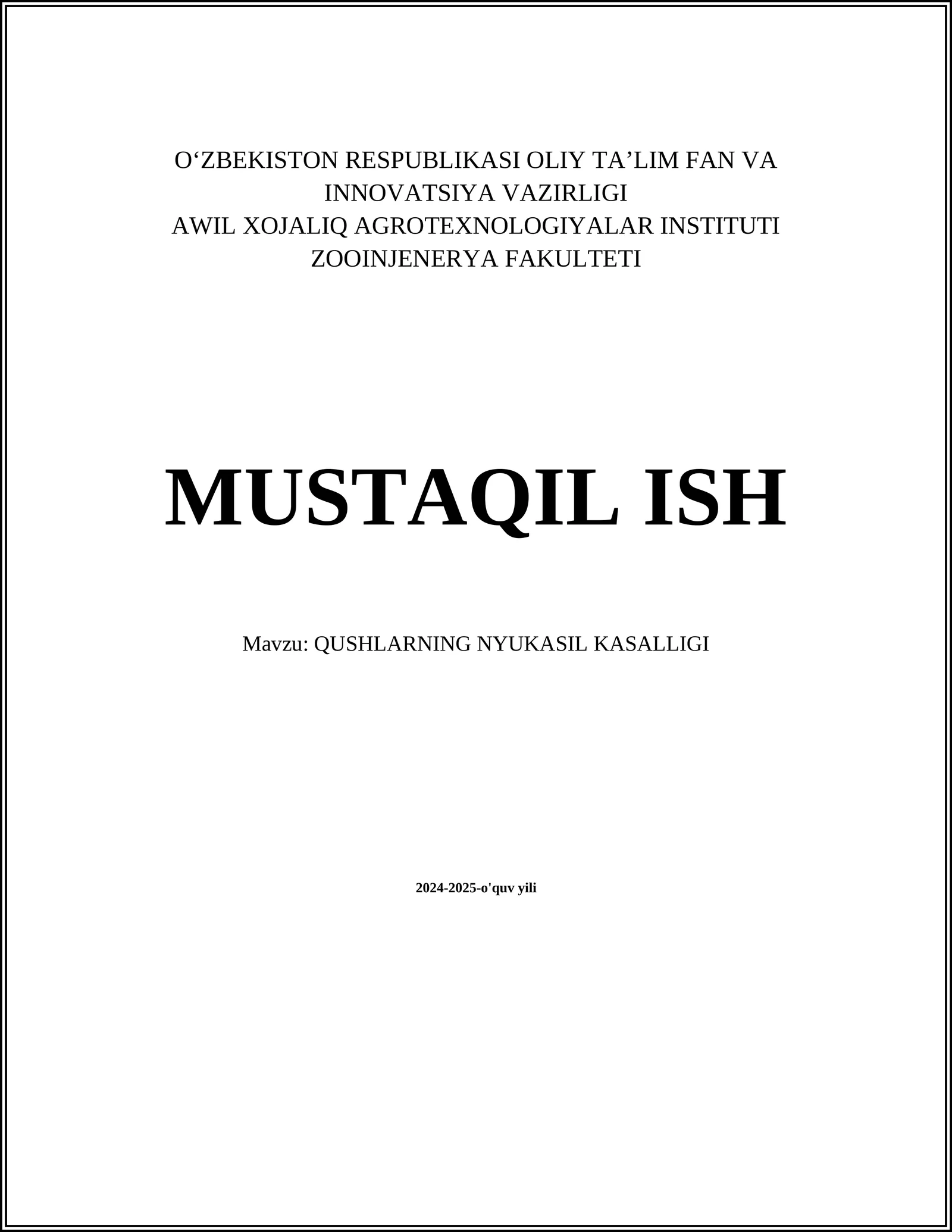 QUSHLARNING NYUKASIL KASALLIGI