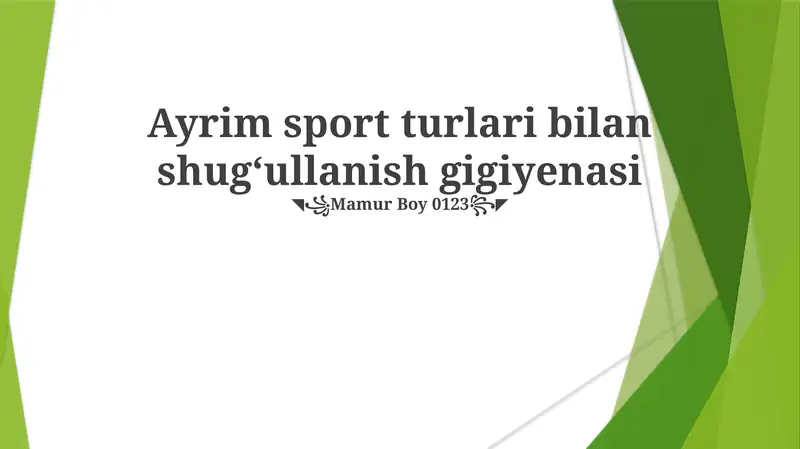 Suv sportlarida gigiena qoidalari