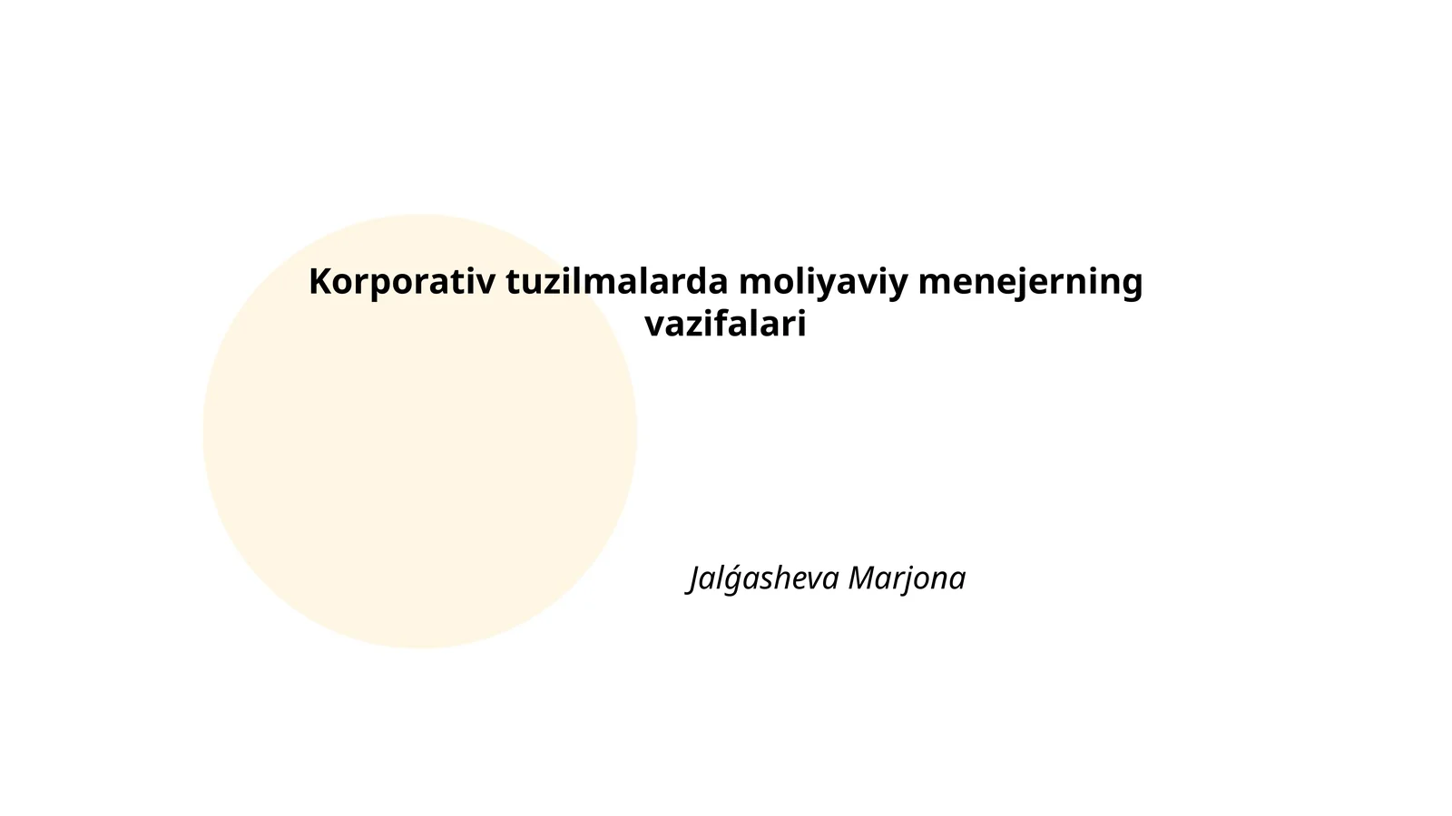 Korporativ tuzilmalarda moliyaviy menejerning vazifalari