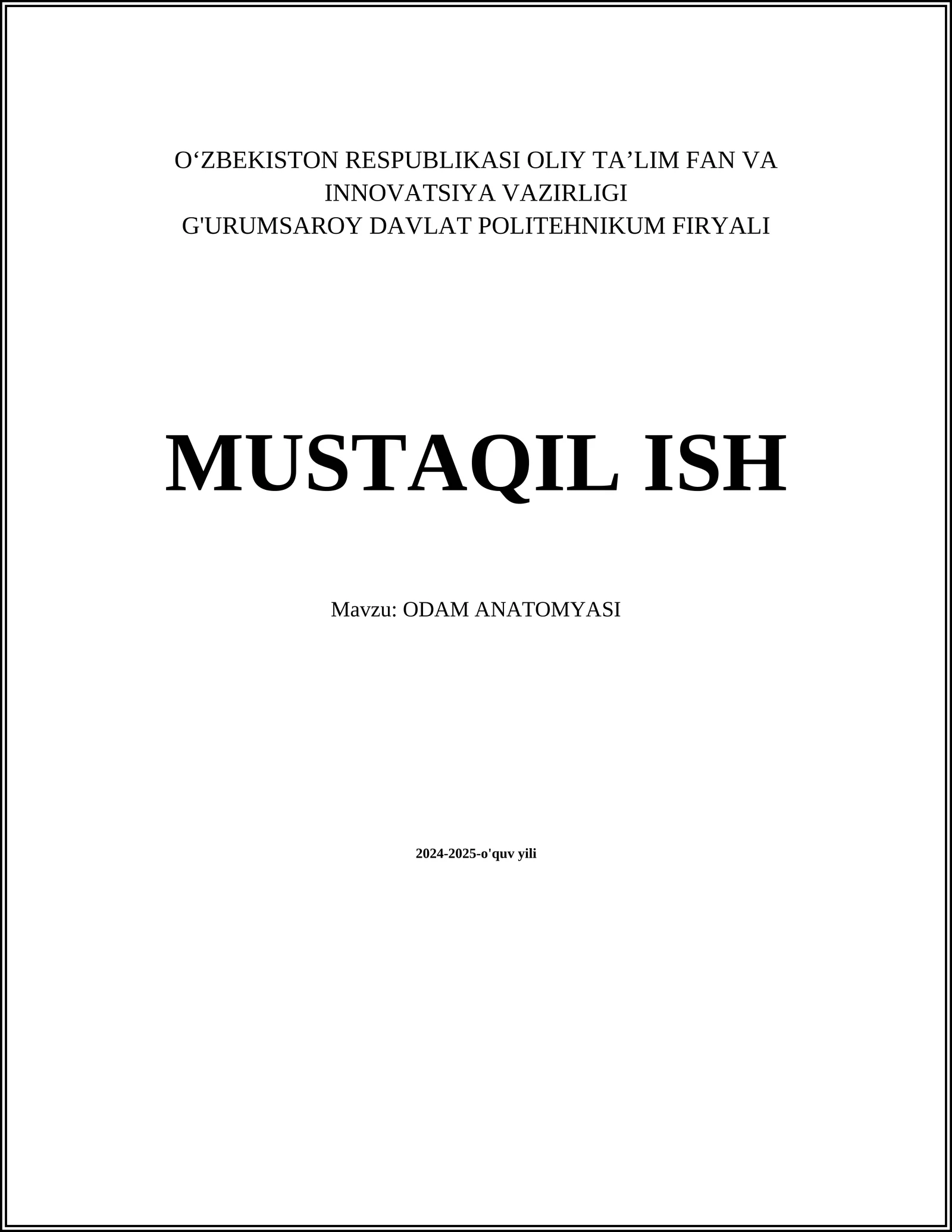 ODAM ANATOMYASI