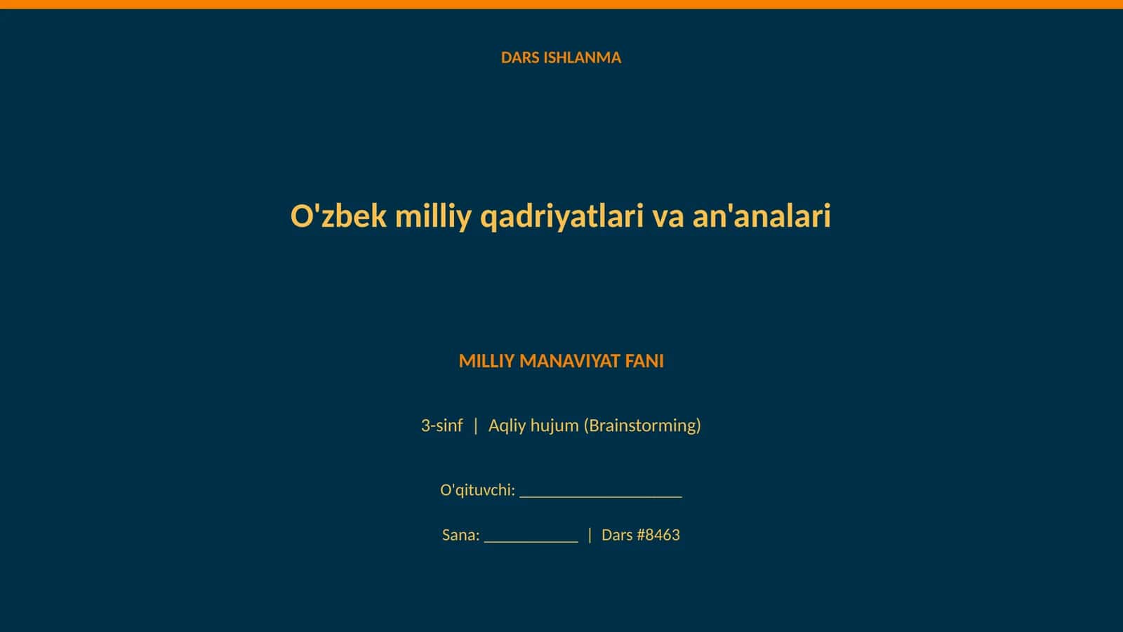 O'zbek milliy qadriyatlari va an'analari