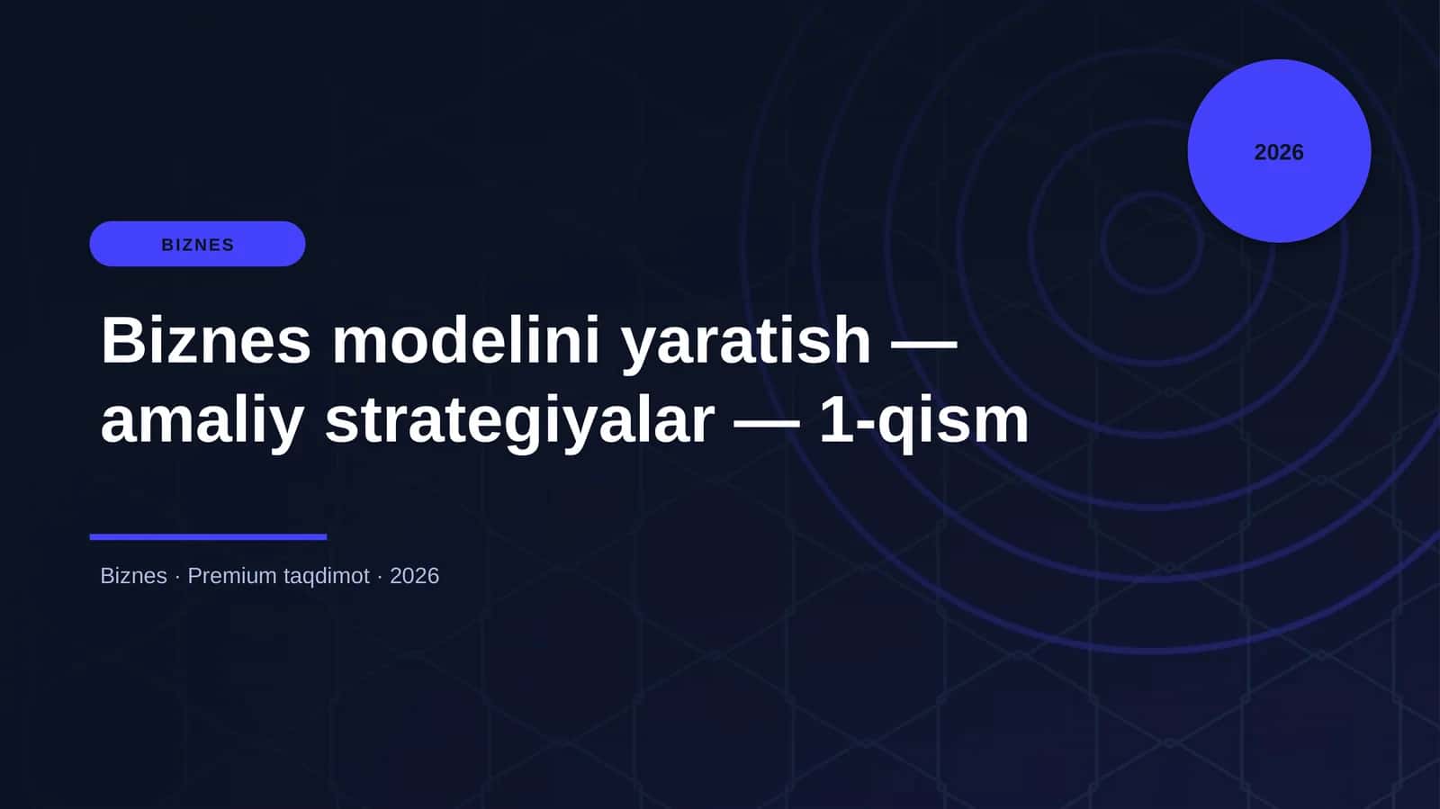 Biznes modelini yaratish — amaliy strategiyalar — 1-qism