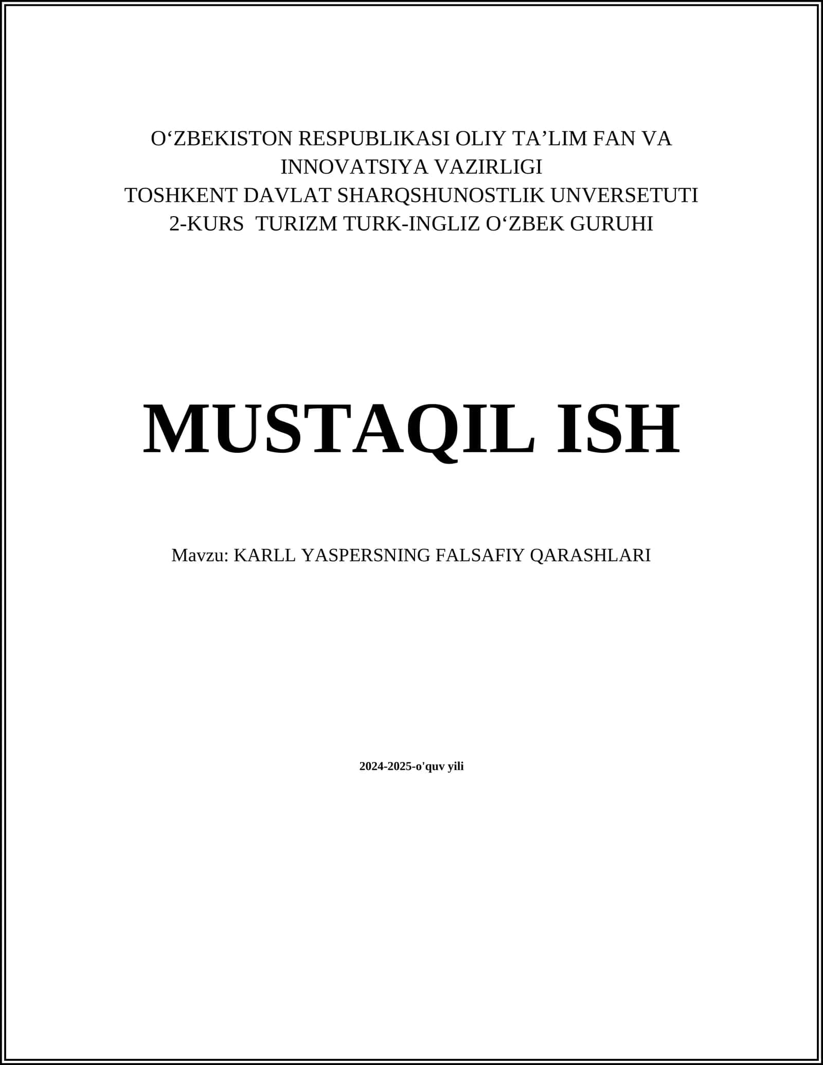 KARLL YASPERSNING FALSAFIY QARASHLARI