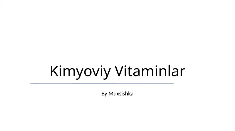 Kimyoviy Vitaminlar