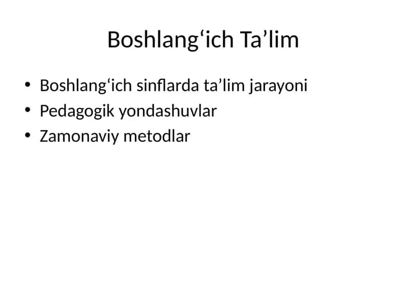 Boshlang‘ich Ta’lim