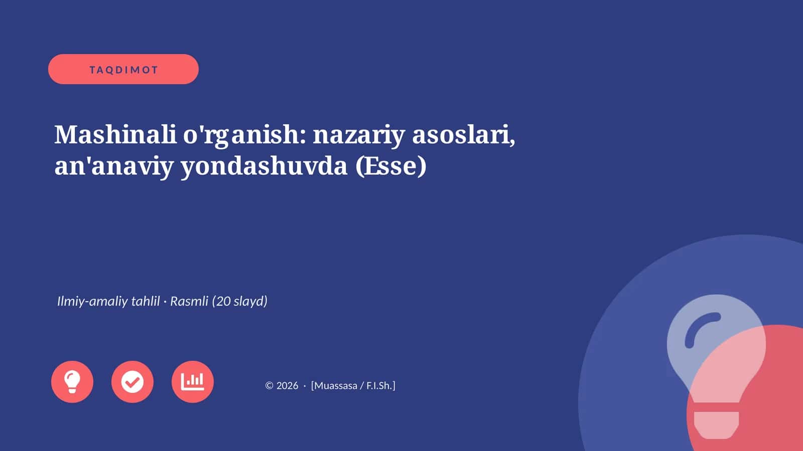 Mashinali o'rganish: nazariy asoslari, an'anaviy yondashuvda