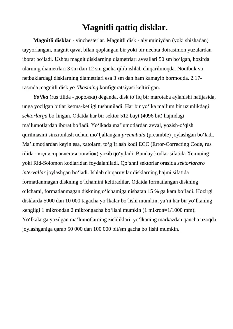 Magnitli qattiq disklar