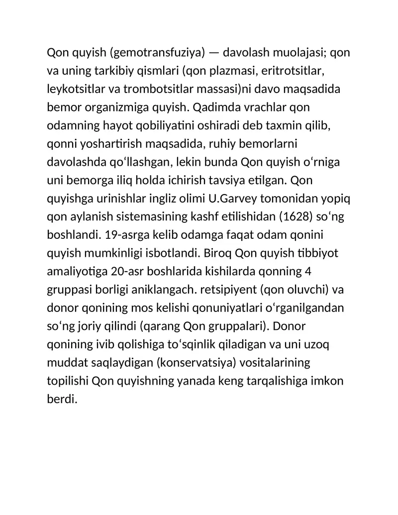 Qon quyish (gemotransfuziya)