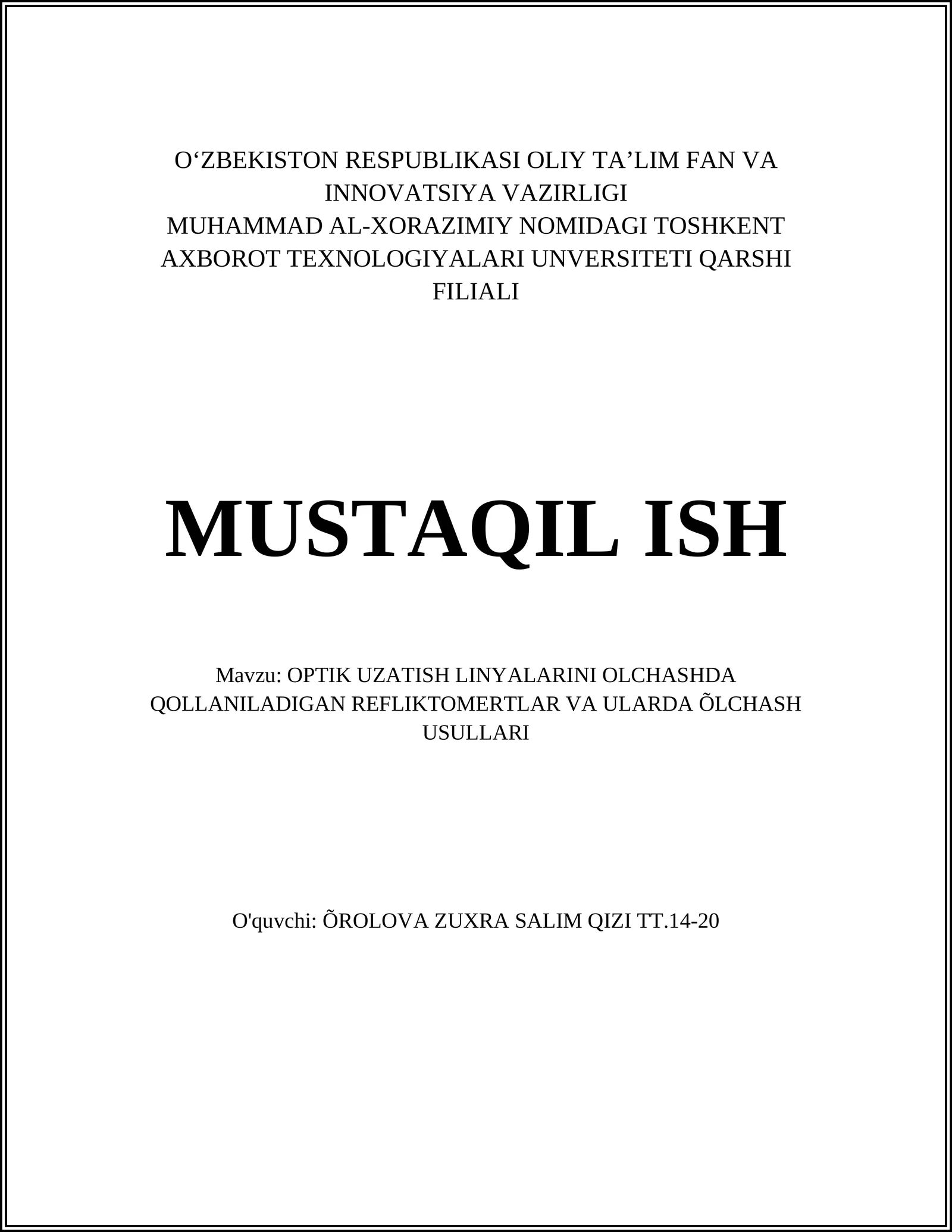 OPTIK TO'LQINLAR ASOSLARI