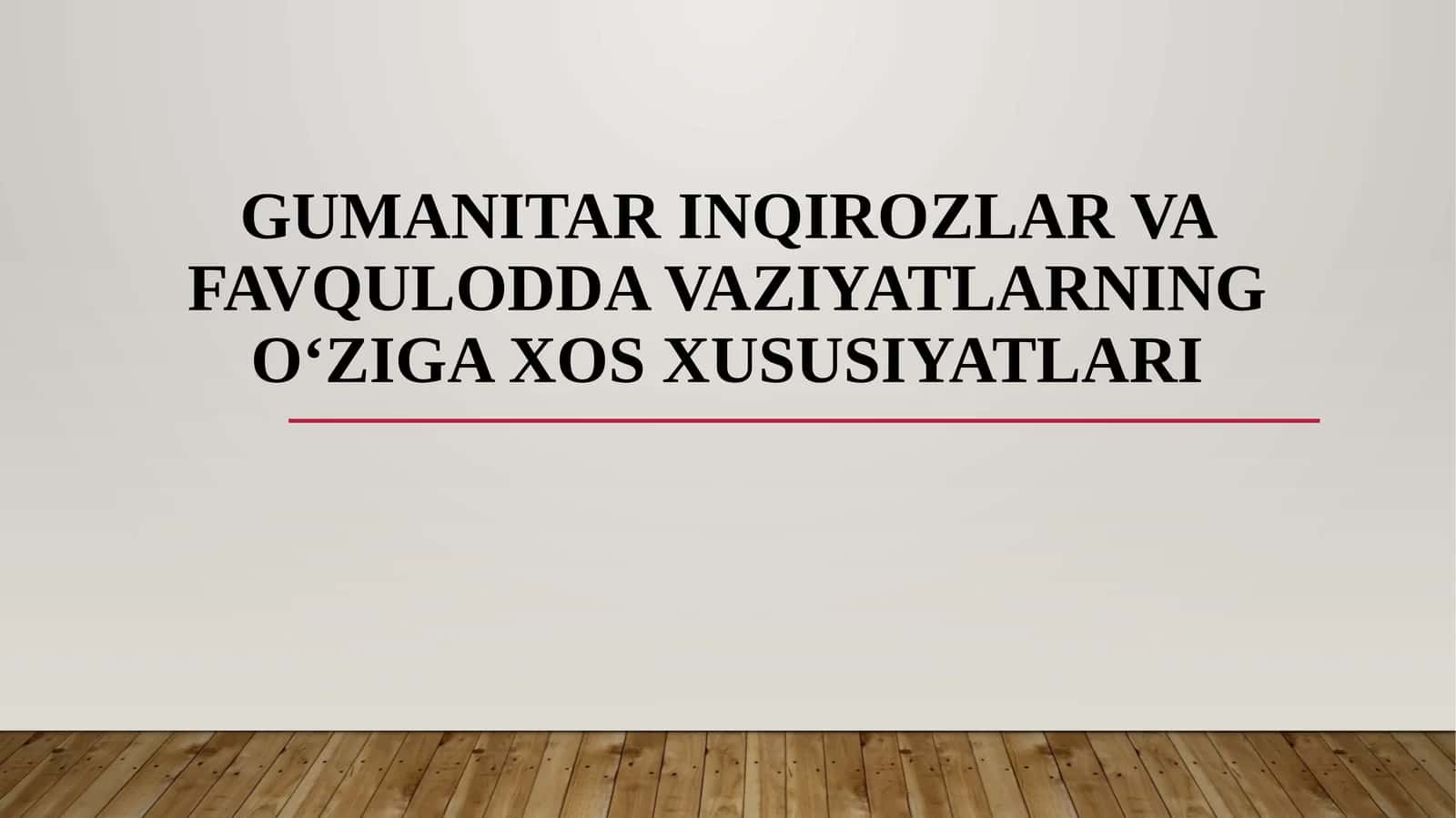 Gumanitar inqirozlar va favqulodda vaziyatlarning o‘ziga xos xususiyatlari