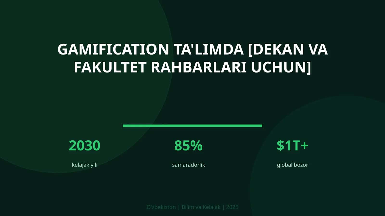 Gamification ta'limda [dekan va fakultet rahbarlari uchun]