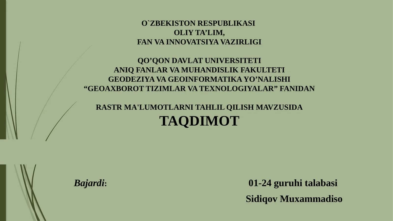 RASTR MA'LUMOTLARNI TAHLIL QILISH