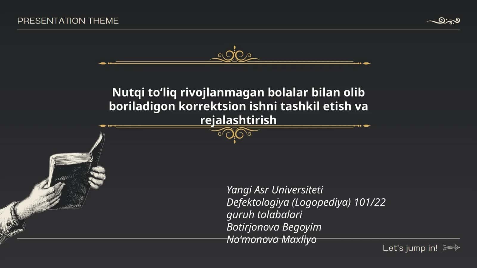 Nutqi toʻliq rivojlanmagan bolalar bilan olib boriladigon korrektsion ishni tashkil etish va rejalashtirish
