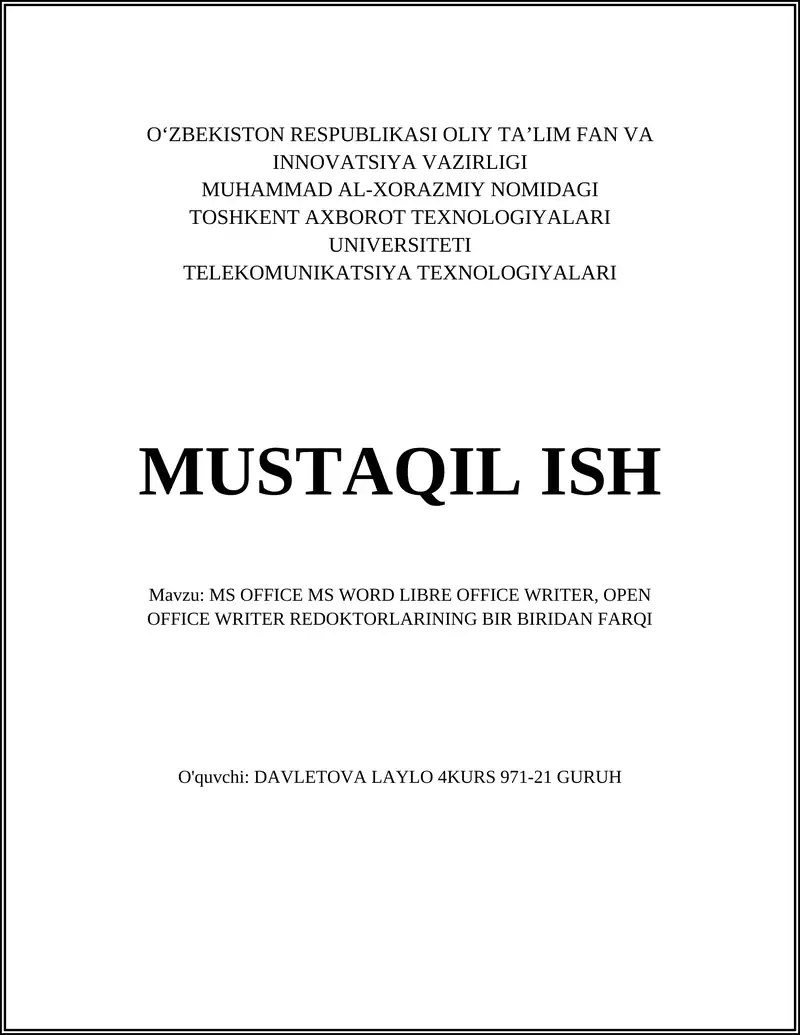 MS OFFICE MS WORD LIBRE OFFICE WRITER, OPEN OFFICE WRITER REDOKTORLARINING BIR BIRIDAN FARQI