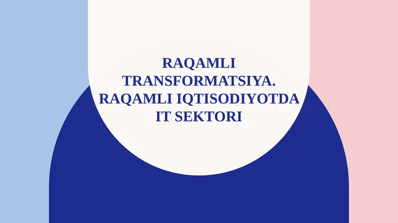 Raqamli transformatsiya. Raqamli iqtisodiyotda IT sektori.