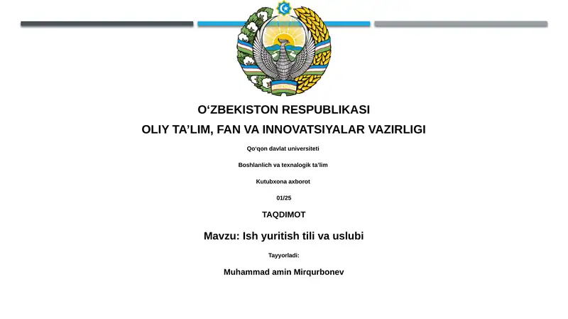 Ish yuritish tili va uslubi