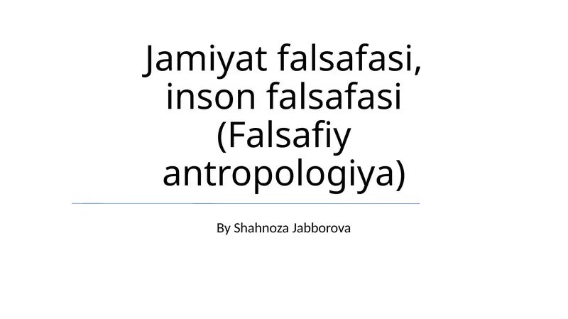 Inson falsafasi (Falsafiy antropologiya)