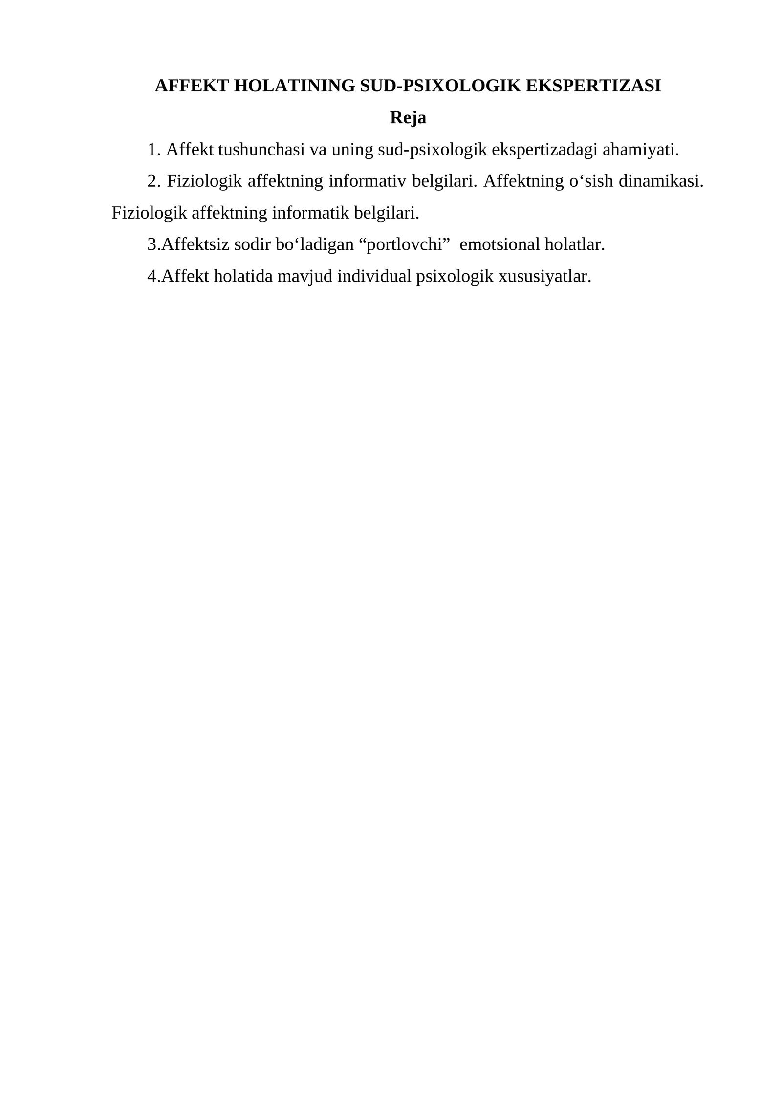 AFFEKT HOLATINING SUD-PSIXOLOGIK EKSPERTIZASI