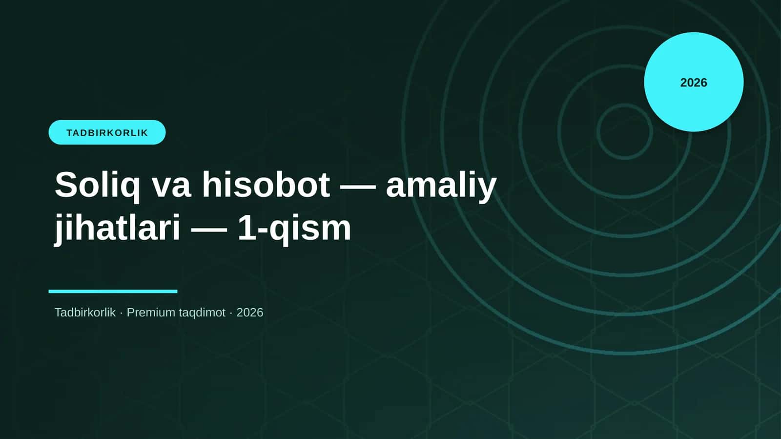 Soliq va hisobot — amaliy jihatlari — 1-qism