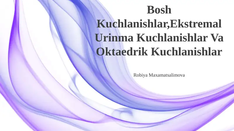 Bosh Kuchlanishlar, Ekstremal Urinma Kuchlanishlar Va Oktaedrik Kuchlanishlar