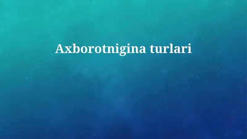 Ma'lumot turlari: Kirish