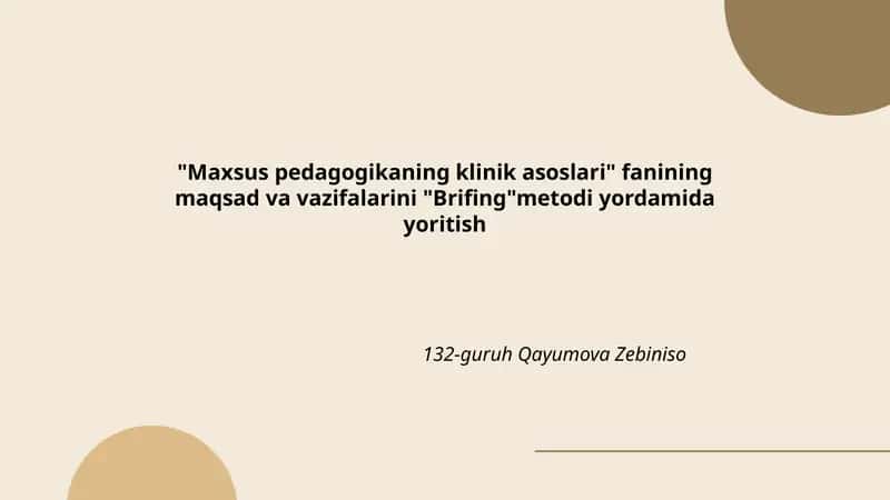 Maxsus pedagogikaning klinik asoslari