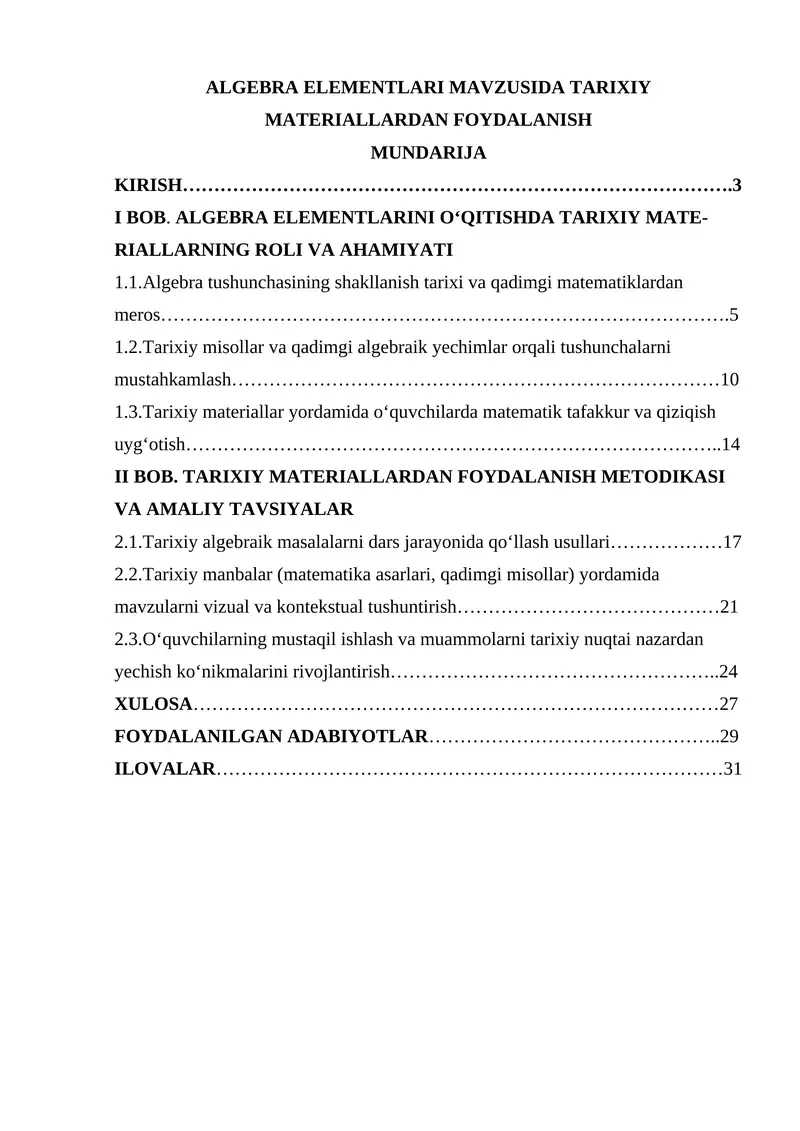 Algebra Elementlari