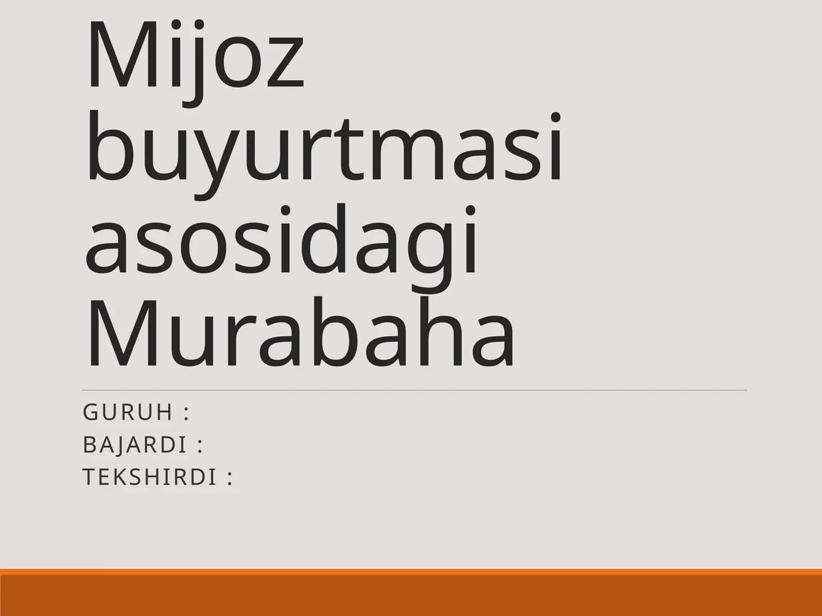 Mijoz buyurtmasi asosidagi Murabaha