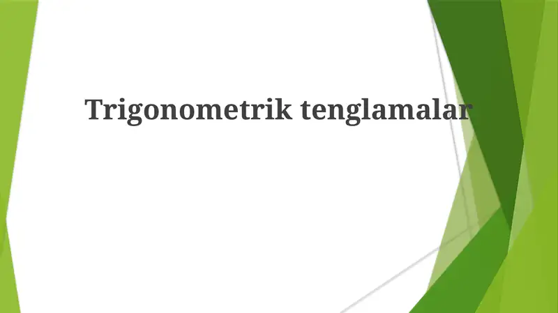 Trigonometriktenglamalar
