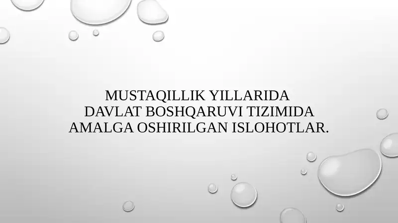 Mustaqillik yillarida davlat boshqaruvi tizimida amalga oshirilgan islohotlar