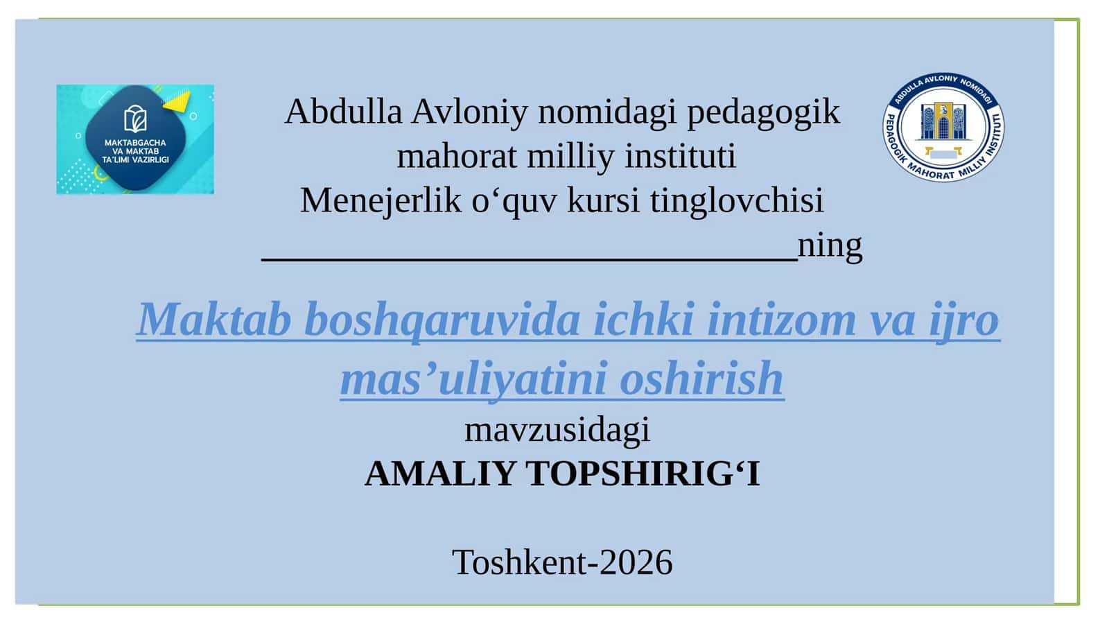 AMALIY TOPSHIRIQI
